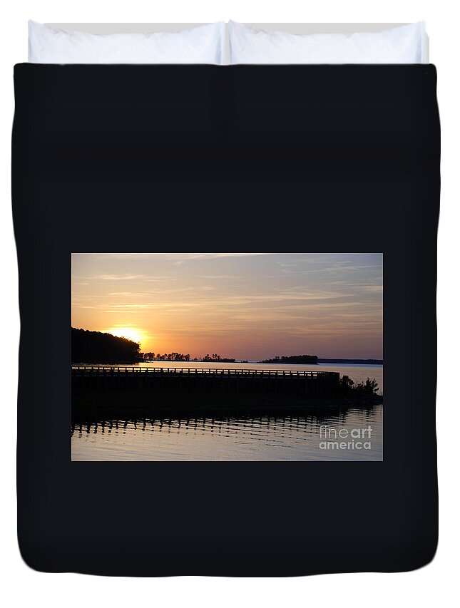 Beach Duvet Cover featuring the photograph Rayburn Marina by Max Mullins
