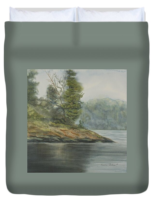 Landscape Duvet Cover featuring the painting Reaching the Point by Heather Gallup