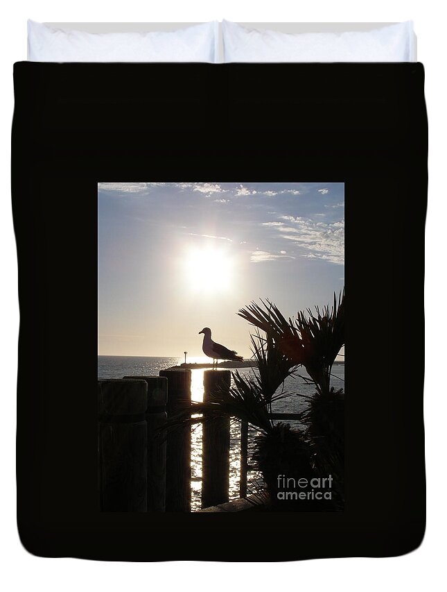 Seagull Duvet Cover featuring the photograph Ready for Sunset by Bev Conover
