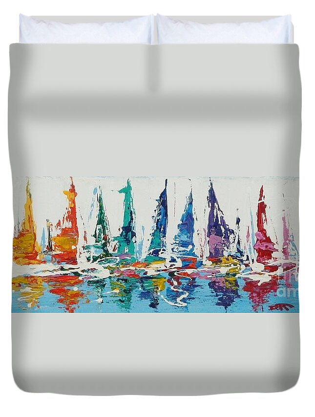 Sailing Duvet Cover featuring the painting Ready Set Sail by Dan Campbell