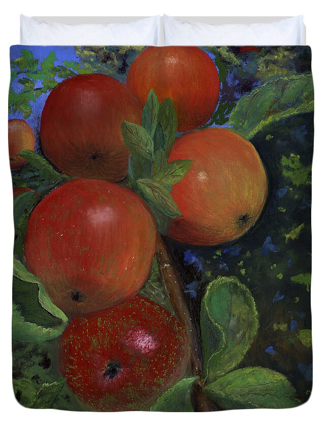 Apples Duvet Cover featuring the painting Ready to Pick by Ginny Neece