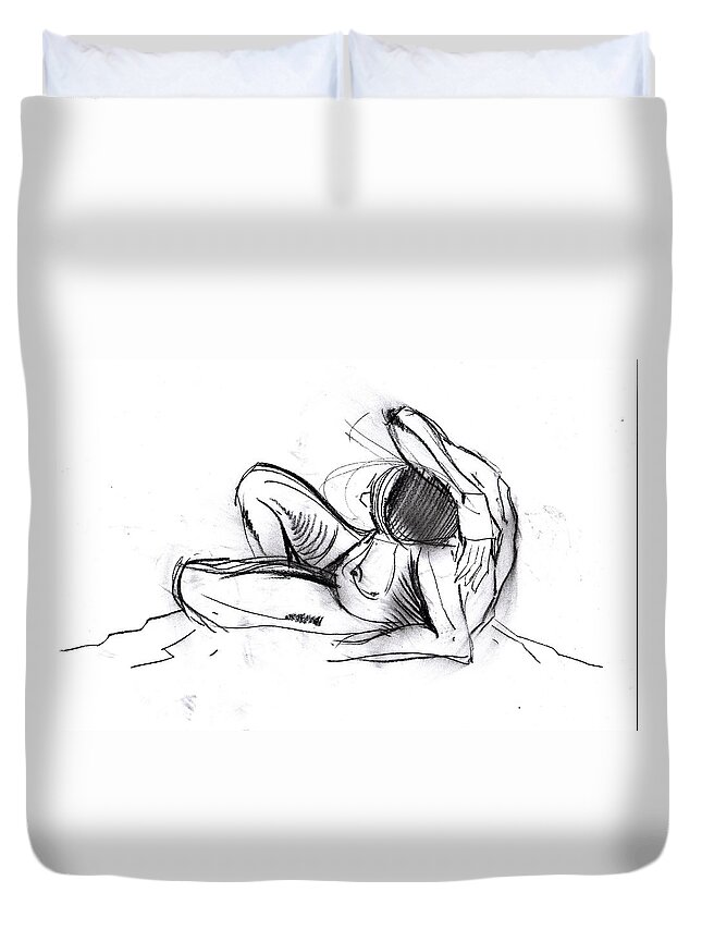 Figure Drawing Duvet Cover featuring the drawing Recline by John Gholson