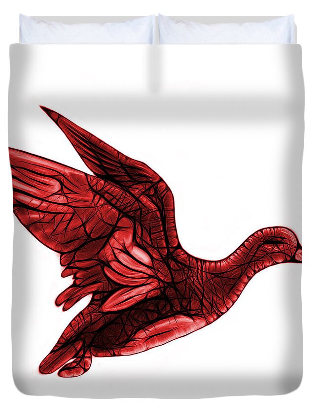 Wigeon Duvet Cover featuring the mixed media Red American Wigeon - 7675 F - WB by James Ahn