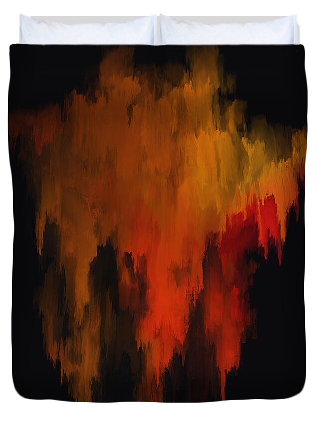 Abstract Duvet Cover featuring the painting Red and Gold 1 by Michael Pickett