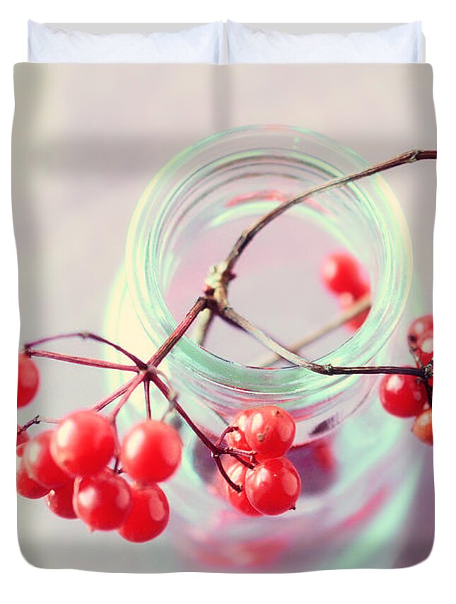 Winter Duvet Cover featuring the photograph Red and Pink by Sabine Jacobs