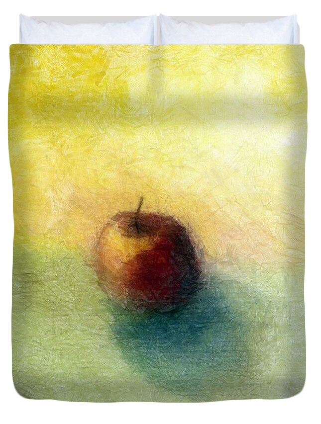 Apple Duvet Cover featuring the painting Red Apple No. 4 by Michelle Calkins
