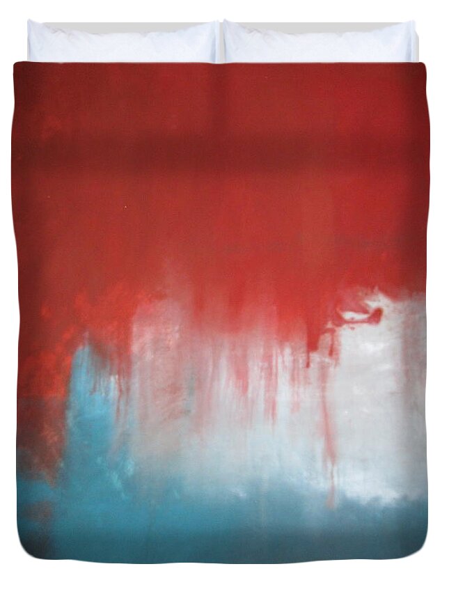 Abstract Art Duvet Cover featuring the painting Red/Blue by Elizabeth Klecker