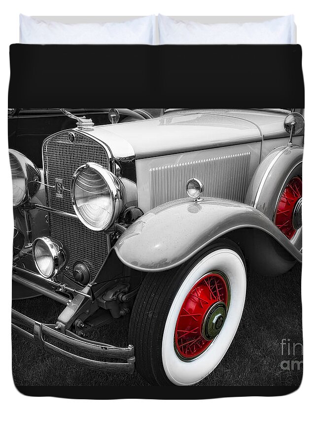 Automobiles Duvet Cover featuring the photograph Red Caps by Timothy Hacker