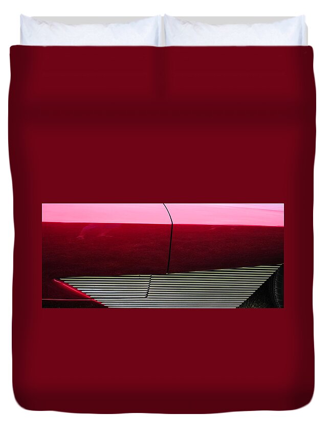Red Duvet Cover featuring the photograph Red Car by Glory Ann Penington