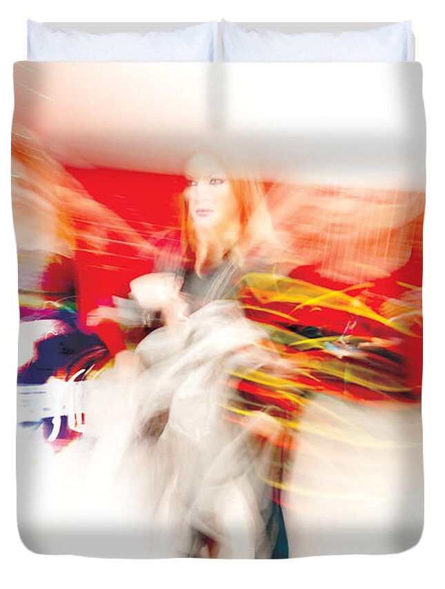 Female Photograph Duvet Cover featuring the photograph Red by David Davies