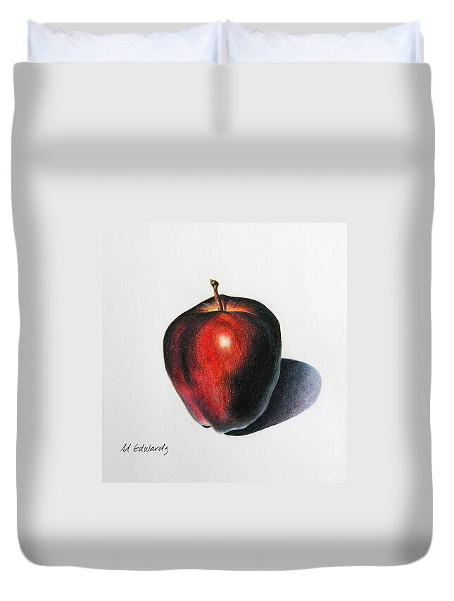 Apple Duvet Cover featuring the drawing Red Delicious Apple by Marna Edwards Flavell