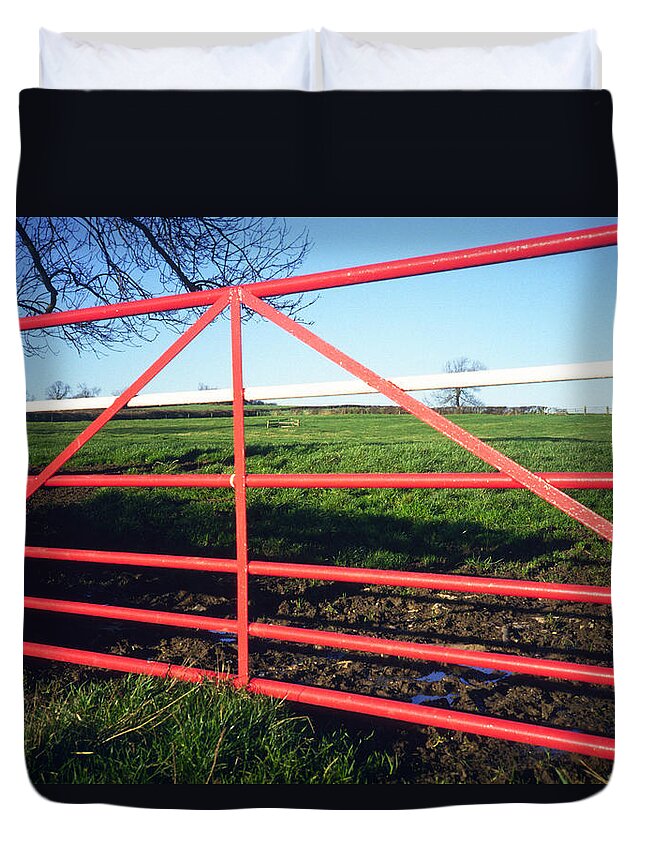 Red Duvet Cover featuring the photograph Red Gate by Gordon James