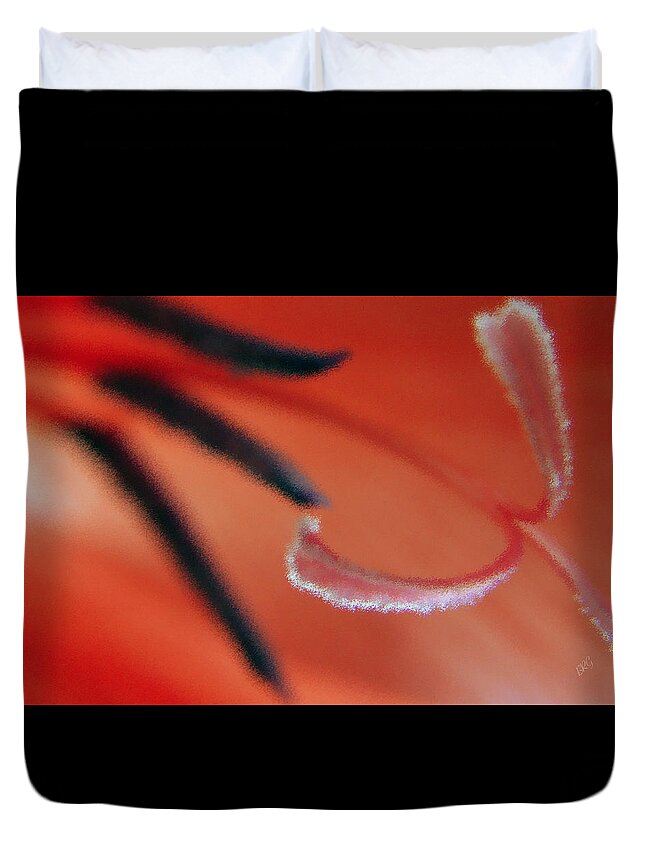 Botanical Abstract Duvet Cover featuring the photograph Red Gladiolus Abstract by Ben and Raisa Gertsberg