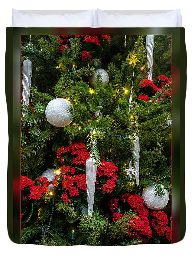 Christmas Tree Duvet Cover featuring the photograph Red Green and Silver Balls by Crystal Wightman