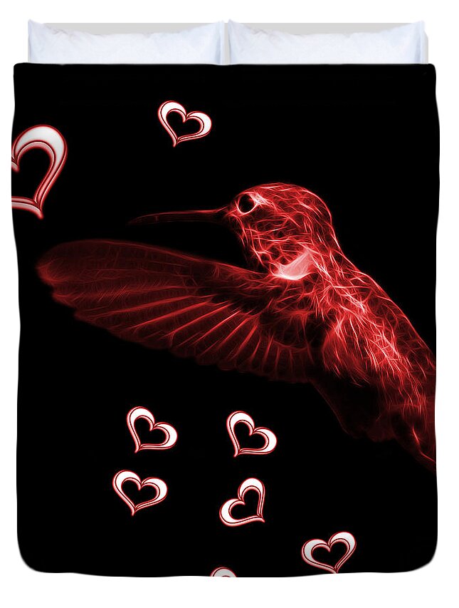 Hummingbird Duvet Cover featuring the photograph Red Hummingbird - 2055 F M by James Ahn