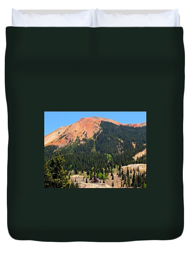 Photo Duvet Cover featuring the photograph Red Mountain by Dan Miller