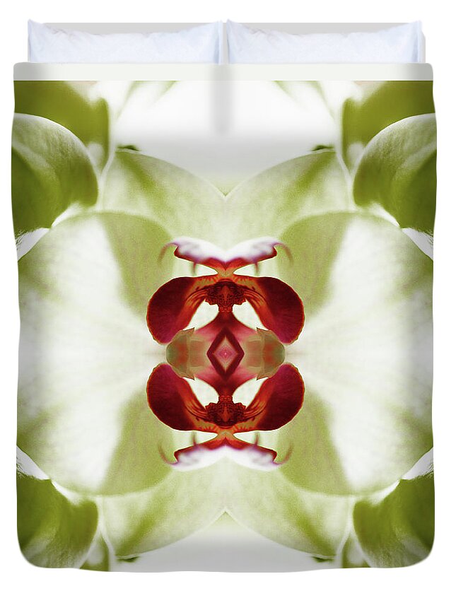 Tranquility Duvet Cover featuring the photograph Red Orchid by Silvia Otte