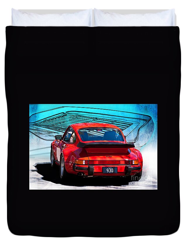 Red Duvet Cover featuring the photograph Red Porsche 930 Turbo by Stuart Row