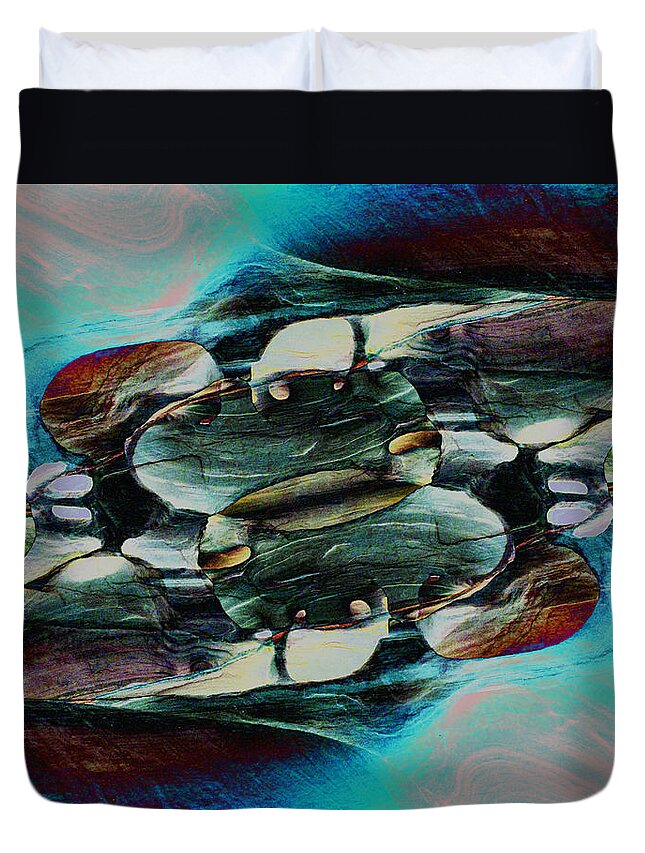 Abstract Duvet Cover featuring the photograph Red Rock Canyon Blues 2 by Stephanie Grant