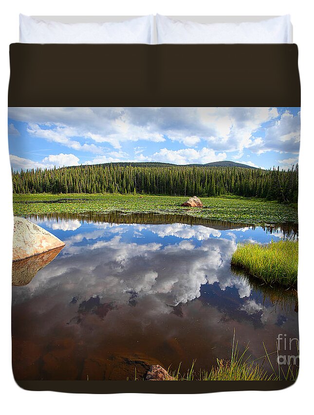 Red Rock Lake Photograph Duvet Cover featuring the photograph Red Rock Lake Reflection by Jim Garrison