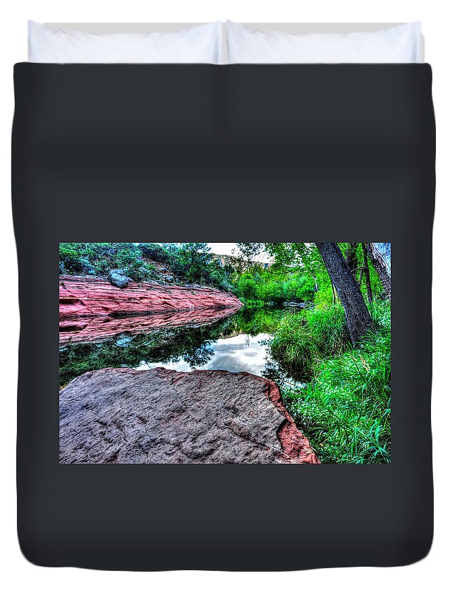 Landscape Duvet Cover featuring the photograph Red Rock by Richard Gehlbach