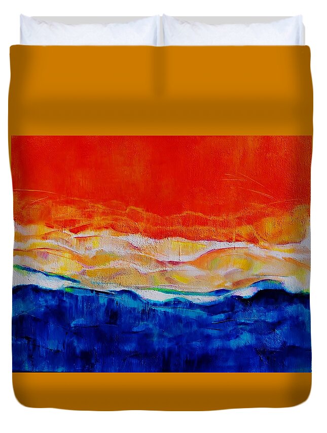Red Tide Duvet Cover featuring the painting Red Tide Effect by Jean Cormier