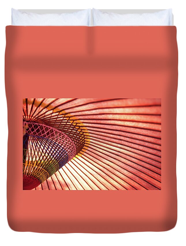Kyoto Prefecture Duvet Cover featuring the photograph Red Unbrella by Grace's Photo