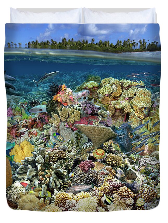 Marine Life Duvet Cover featuring the digital art Reef Magic by Artesub