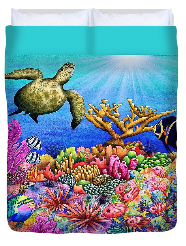 Animal Duvet Cover featuring the photograph Reef Revelers by MGL Meiklejohn Graphics Licensing