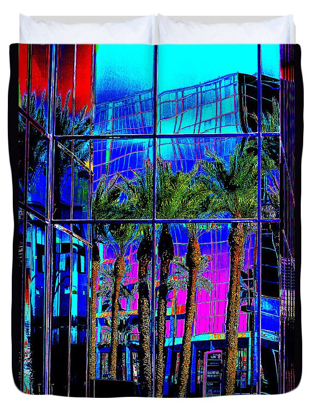 Architecture Duvet Cover featuring the photograph Reflecting In Pop Art by Phyllis Denton