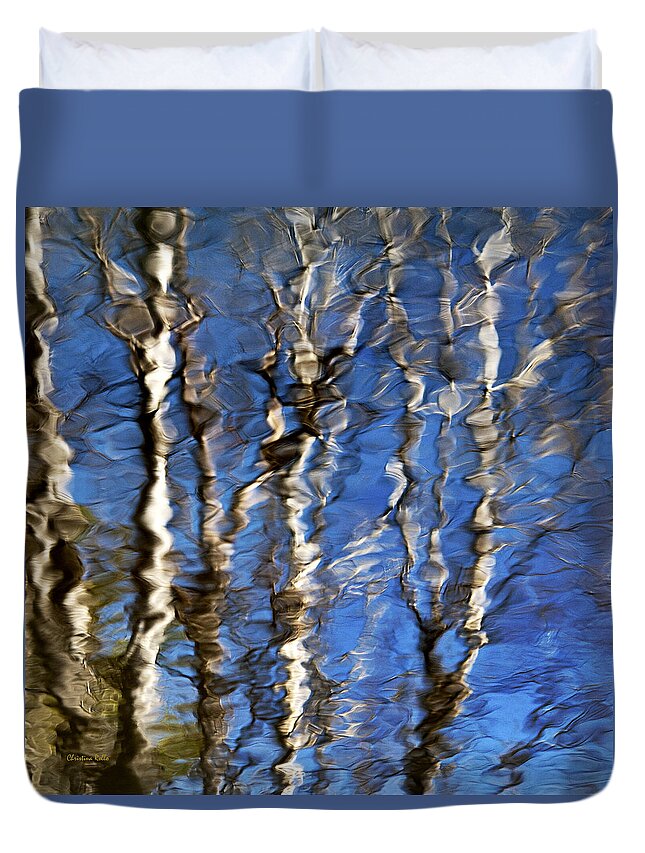 Water Reflection Duvet Cover featuring the photograph Water Reflection Aspen Trees by Christina Rollo