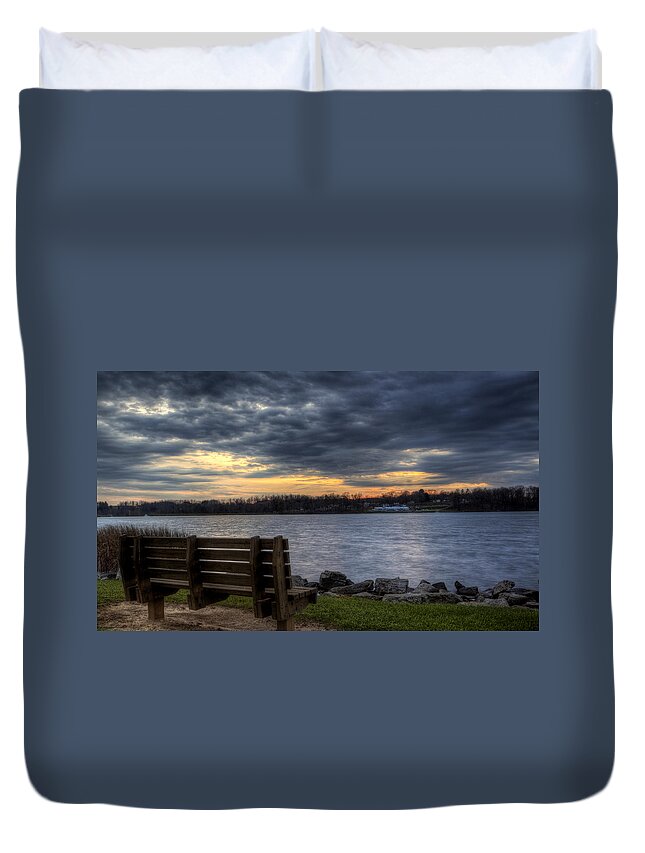 Landscape Duvet Cover featuring the photograph Reflection Time by David Dufresne
