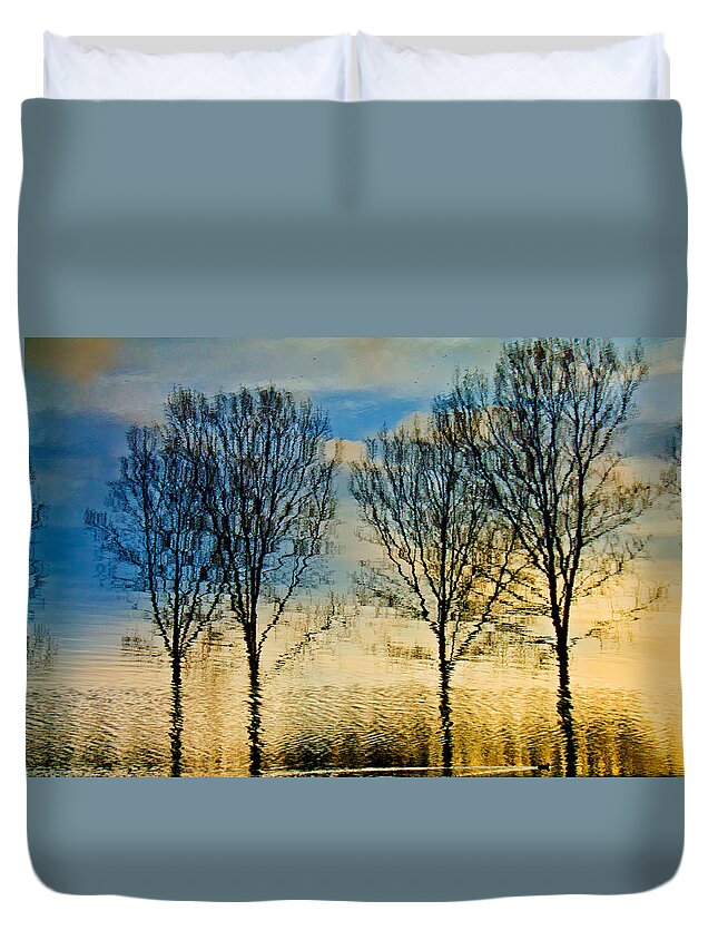 Landscape Duvet Cover featuring the photograph Reflections by Adriana Zoon