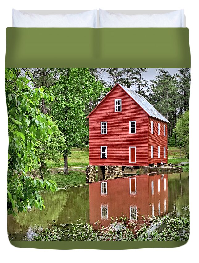 8619 Duvet Cover featuring the photograph Reflections of a Retired Grist Mill by Gordon Elwell