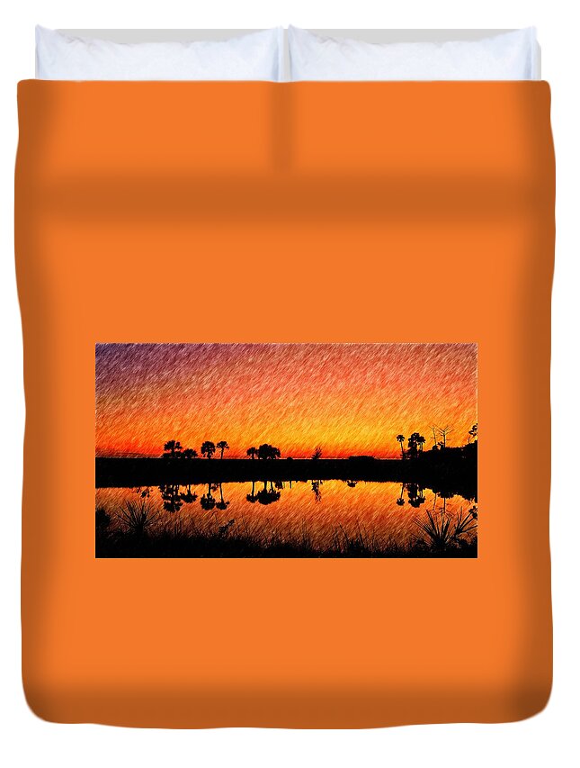Florida Duvet Cover featuring the photograph Reflections of Golden After Glow by Richard Zentner