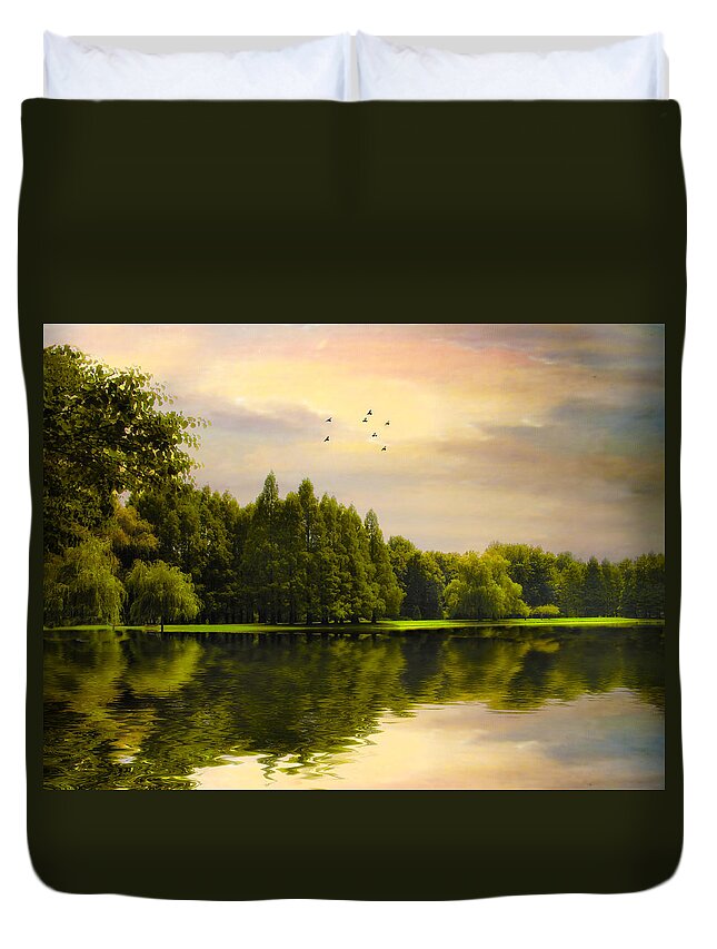 Landscape Duvet Cover featuring the photograph Reflections of Summer by Jessica Jenney