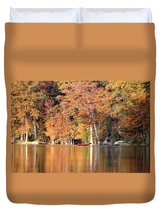 Frio River Duvet Cover featuring the photograph Reflections on The Frio River III by Silvio Ligutti