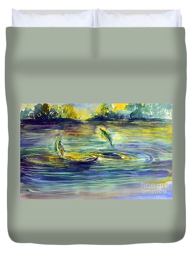 Ripples Duvet Cover featuring the painting Reflective Ripples by Allison Ashton