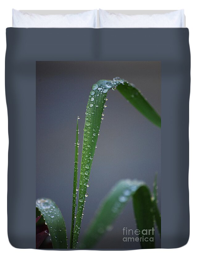 Dew Duvet Cover featuring the photograph Refreshed by Sharon Elliott