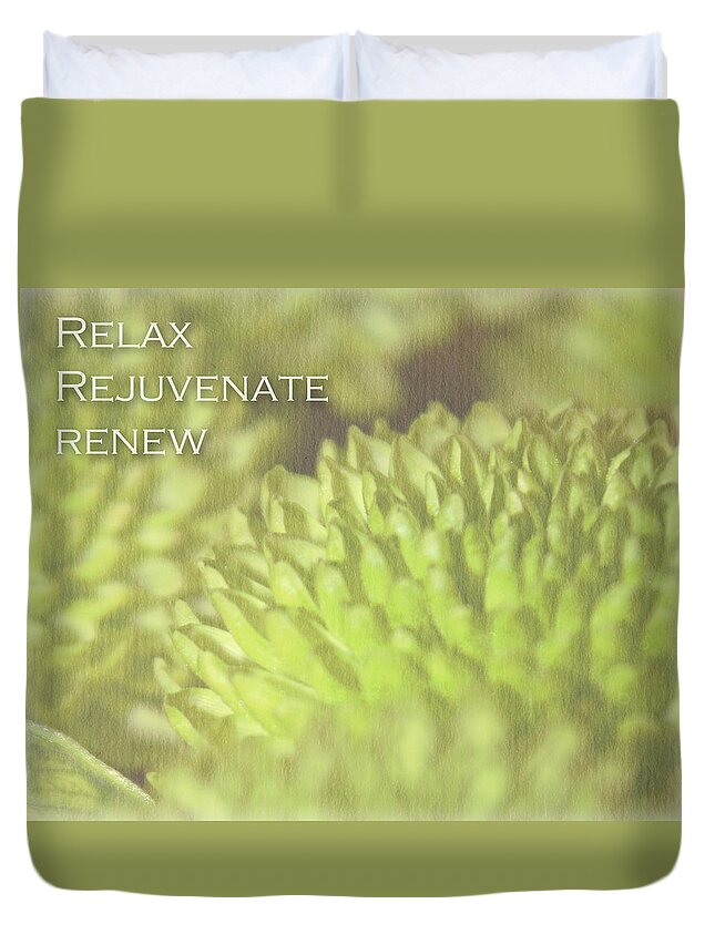 Green Duvet Cover featuring the photograph Relax by Inspired Arts