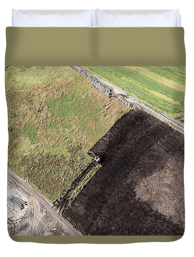Environmental Conservation Duvet Cover featuring the photograph Removing Soil From A Field by Sindre Ellingsen