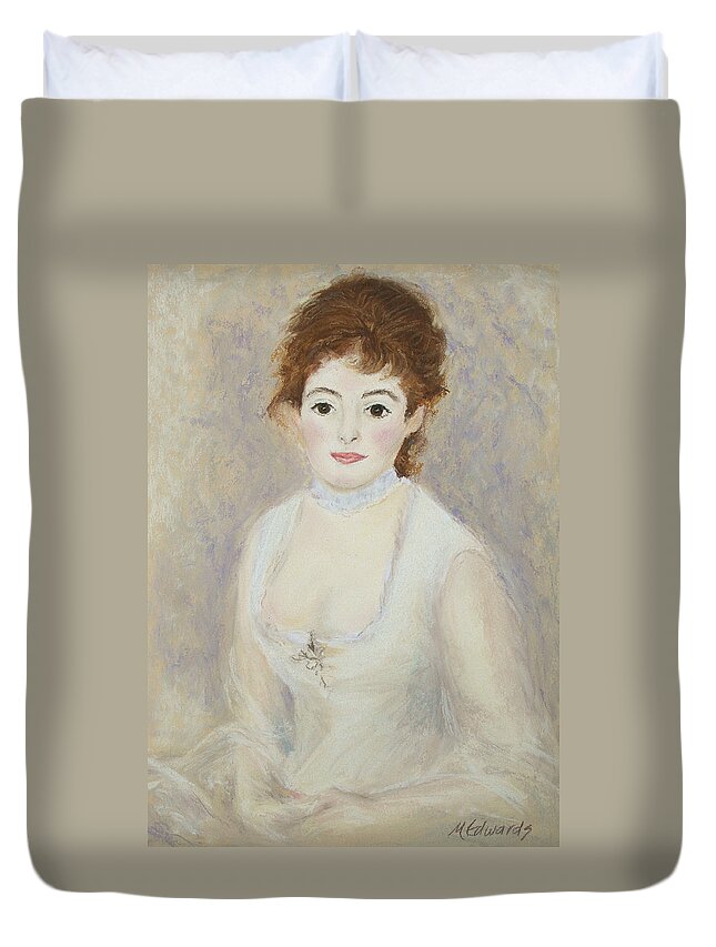 Pastel Duvet Cover featuring the pastel Renoir's Lady by Marna Edwards Flavell