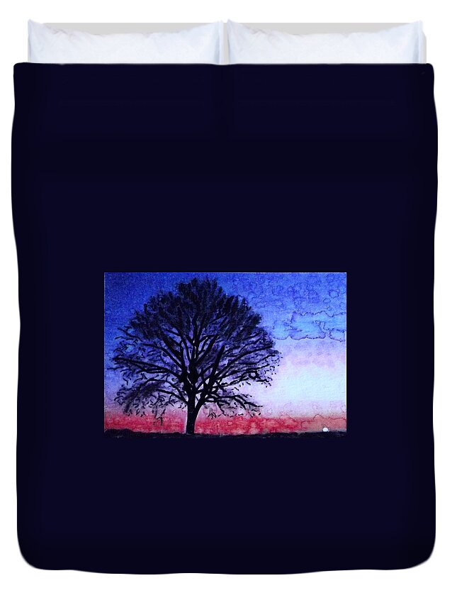 Oak Duvet Cover featuring the painting Rest Well by Cara Frafjord