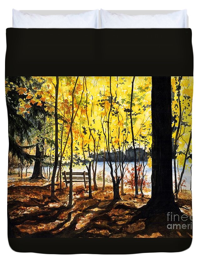 Watercolor Trees Duvet Cover featuring the painting Resting Place by Barbara Jewell