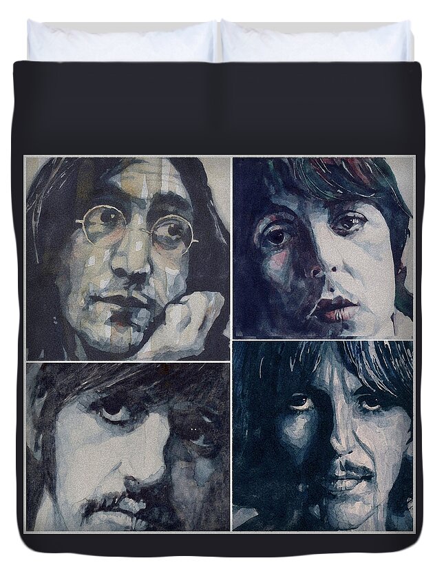 The Beatles Duvet Cover featuring the painting Reunion by Paul Lovering