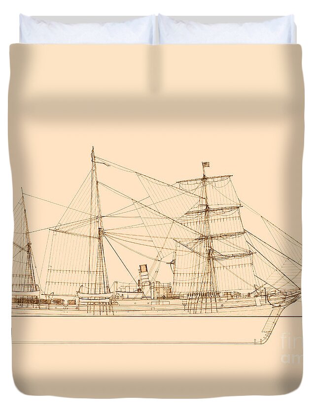 Uscg Duvet Cover featuring the drawing Revenue Cutter Bear by Jerry McElroy