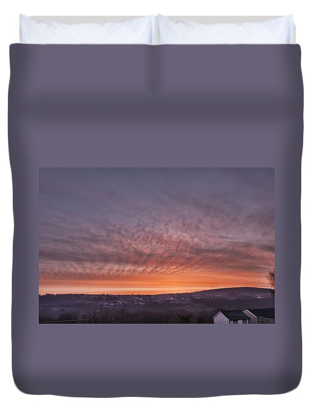 Rhymney Valley Duvet Cover featuring the photograph Rhymney Valley Sunrise by Steve Purnell