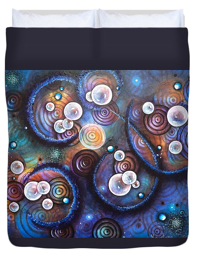 Abstract Duvet Cover featuring the painting Rhythm and Sound by Krystyna Spink