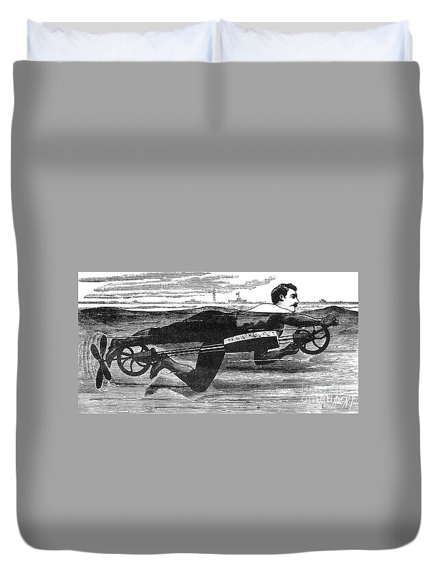 Science Duvet Cover featuring the photograph Richardsons Swimming Device 1880 by Science Source