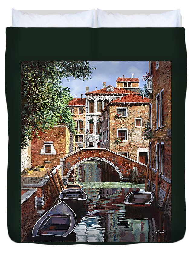 Venice Duvet Cover featuring the painting Riflessi Di Venezia by Guido Borelli